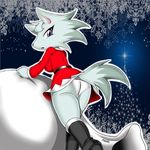  1girl artist_request bianca_(doubutsu_no_mori) boots christmas doubutsu_no_mori furry open_mouth panties pantyshot purple_eyes solo wolf 