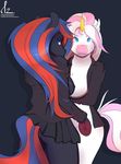  absurd_res anthro blue_eyes breasts clothing equine female hi_res horn horse looking_at_viewer mammal moonway school_uniform simple_background unicorn uniform 
