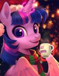  2017 christmas cup english_text equine female friendship_is_magic hair hat hi_res holidays horn imalou looking_at_viewer mammal my_little_pony santa_hat scarf solo text twilight_sparkle_(mlp) winged_unicorn wings 