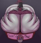  2017 anthro arachnid arthropod back_boob big_breasts big_butt breasts butt candy female food half-closed_eyes halloween hand_on_butt hat hi_res holidays huge_breasts huge_butt hyper hyper_breasts hyper_butt kingofacesx looking_back open_mouth rear_view saliva solo spider tongue tongue_out voluptuous wide_hips 