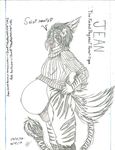  2017 avian balls big_balls bird clothing feline french jean_(madboysketch96) male male_pregnancy mammal parrot pregnant tiger traditional_media_(artwork) 