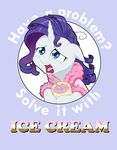  2017 blue_eyes clothing crying dessert dstears eating english_text equine female feral food friendship_is_magic hair horn ice_cream mammal my_little_pony purple_hair rarity_(mlp) robe solo tears text unicorn 