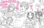  animal_ears arthur_(granblue_fantasy) bangs blunt_bangs cruz_(granblue_fantasy) erune granblue_fantasy harvin lineart lying male_focus mordred_(granblue_fantasy) multiple_boys on_floor on_side open_mouth pointy_ears simple_background sleeping tornelio_(granblue_fantasy) vane_(granblue_fantasy) white_background 