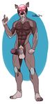  2017 abs anthro balls biceps big_penis blush bulge canine castbound clothing erection gun humanoid_penis hybrid looking_at_viewer machine male mammal muscular nipples nude pecs penis ranged_weapon retracted_foreskin robot science_fiction solo standing thong uncut vein veiny_penis weapon 