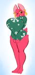  2017 anthro averyshadydolphin bat big_breasts bottomless breasts christmas clothed clothing female holidays huge_breasts looking_at_viewer mammal one_eye_closed open_mouth simple_background solo sweater vixie_(averyshadydolphin) wink 