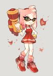  amy_rose amy_rose_(cosplay) cosplay dress green_eyes hairband hanybe inkling loose_socks shoes smile sneakers socks solo sonic_the_hedgehog splatoon_(series) splattershot_(splatoon) super_soaker tentacle_hair 