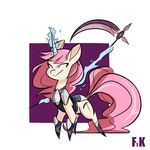  2017 armor cutie_mark digital_media_(artwork) equine fan_character fluttershythekind hair horn mammal my_little_pony pink_hair simple_background standing unicorn 