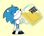  2017 animated anthro black_nose clothing cup english_text footwear gloves half-closed_eyes hedgehog hotdiggedydemon male mammal solo sonic_(series) sonic_the_hedgehog text toony urine urine_in_mouth video_games watersports 