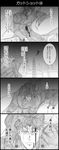  4koma blood comic earrings gakuran graphite_(medium) greyscale highres jewelry jojo_no_kimyou_na_bouken kakyouin_noriaki long_coat long_hair monochrome multiple_boys parody scarf school_uniform spoilers stardust_crusaders straizo traditional_media translated utano 