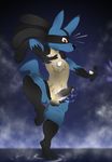  2017 anthro fur lucario male nintendo outside pok&eacute;mon pok&eacute;mon_(species) red_eyes sky solo v-d-k video_games 