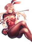  alternate_costume amane_ruri animal_ears bangs black_legwear blunt_bangs breasts bunny_ears bunny_girl bunny_tail bunnysuit cleavage commentary_request crossed_legs fake_animal_ears fate/grand_order fate_(series) head_tilt highres holding holding_whip leotard long_hair looking_at_viewer medb_(fate)_(all) medb_(fate/grand_order) medium_breasts open_mouth pantyhose pink_hair red_leotard sidelocks simple_background sitting smile solo strapless strapless_leotard tail tiara whip white_background wrist_cuffs yellow_eyes 