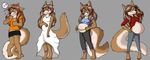  anthro belly breasts brown_eyes brown_hair canine clothing cutedeer eyewear female folf fox glasses hair hybrid mammal multiple_poses pose pregnant progression wolf xander 