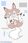  animal_genitalia animal_penis balls blue-rum blue_eyes blush canine claws erection fangs feral fluffy fluffy_tail hi_res knot looking_at_viewer lycanroc male mammal midday_lycanroc nintendo paws penis pok&eacute;mon pok&eacute;mon_(species) precum solo video_games watermark 