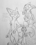  2017 anthro barefoot canine claws clothing crossed_arms crossover dialogue dipstick_ears dipstick_tail disney duo featureless_crotch fox fur gloves_(marking) greyscale group herpestid hi_res inner_ear_fluff looking_back male mammal markings meerkat mongoose monochrome multicolored_tail necktie nick_wilde nude pants shirt size_difference sketch sketch_page socks_(marking) the_lion_king timon toe_claws xx-junglebeatz-xx zootopia 