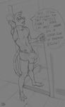  2017 anthro beverage big_penis bulge clothing dialogue english_text greyscale hi_res joules male mammal monochrome mouse open_mouth penis penis_through_leghole phone poking_out rodent sketch smile solo spiritraptor standing text underwear 