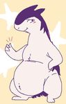  2017 anthro belly blush chubby_face derfisch fur low_res male nintendo overweight pok&eacute;mon pok&eacute;mon_(species) smile snap_fingers solo standing star typhlosion video_games 