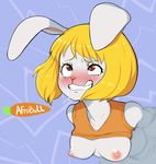  afrobull anthro blonde_hair blush breasts carrot carrot_(one_piece) clenched_teeth drooling eye_roll eyelashes female food hair lagomorph mammal minkmen_(one_piece) nipples one_piece pink_nose rabbit red_eyes saliva tears teeth vegetable white_hair 