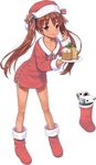  :q alternate_costume blush cake closed_mouth collarbone dark_skin dress food full_body hat holding holding_plate holly jiji kantai_collection leaning_forward legs_apart libeccio_(kantai_collection) long_hair looking_at_viewer official_art plate red_dress red_eyes red_hat santa_hat smile solo standing tareme tongue tongue_out transparent_background twintails 