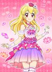  aikatsu! blonde_hair blush dress hoshimiya_ichigo long_hair pink_eyes smile 
