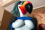  anthro avian bird breasts clothing crocodilianbooty edit feathers female looking_at_viewer nipples photo_manipulation photomorph rafael_(rio) rio shirt toucan 