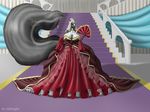  anthro big_breasts bloody-red breasts castle clothing colar crown dress fan_(disambiguation) invalid_tag mammal mistress ndrnight_(artist) pannier skirt skunk stairway tiara twillight victoriangothic victorianstyle 