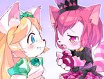  2girls artist_request blonde_hair blue_eyes cat cat_busters character_request furry long_hair multiple_girls pink_hair 