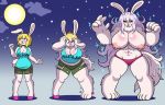  abs anthro big_breasts black_sclera blonde_hair breast_expansion breasts carrot_(one_piece) clothed clothing female growth hair huge_breasts lagomorph long_hair mammal minkmen_(one_piece) moon open_mouth outside prinnydood rabbit sequence solo standing star surprise topless torn_clothing transformation underwear white_hair 