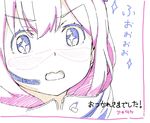  azumi_akitake commentary_request eromanga_sensei headset izumi_sagiri monochrome open_mouth portrait sketch star star-shaped_pupils symbol-shaped_pupils 