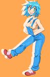  allenby_beardsley breasts cleavage commentary_request g_gundam gundam medium_breasts naked_overalls onnaski open_mouth overalls short_hair smile solo 