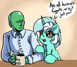  2017 anon clothed clothing cup duo english_text equine female feral friendship_is_magic hair horn human lyra_heartstrings_(mlp) mammal multicolored_hair my_little_pony text two_tone_hair unicorn witchtaunter 