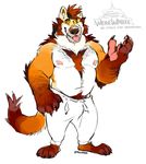  2016 anthro body_hair bulge canine chest_hair claws clothed clothing fur hairy hi_res male mammal nipples pubes solo super-tuler were werewolf 
