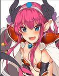  :d armor bikini bikini_armor blue_eyes breasts cape dragon_horns elizabeth_bathory_(brave)_(fate) elizabeth_bathory_(fate)_(all) fangs fate/extra fate/extra_ccc fate_(series) horns loose_bikini open_mouth pauldrons red_armor red_bikini silver_trim small_breasts smile solo swimsuit tiara tuxedo_de_cat white_cape 