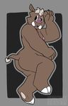  2017 anthro boar butt eyebrows grey_background hooves looking_at_viewer male mammal nipples nude pawpads porcine simple_background slightly_chubby solo surprise thick_eyebrows thick_thighs tusks v--r vii_rii_(v--r) 
