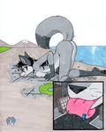  anthro breasts building butt canine city female giga licking macro mammal mega_macro mountain nude pawpads paws pussy sea solo tierafoxglove tongue tongue_out vore water wolf 