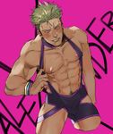  1boy abs blush bulge character_request crotch grin male_focus muscle naughty_face presenting pretty_rhythm smile solo undressing 