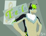  abs abstract_background anthro blue_nose canine chest_tuft dog green_eyes green_hair hair male mammal silverspecs solo text treble_vandoren tuft 