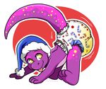  4_toes candy candy_cane christmas cute diaper dinosaur food hat holidays inflatable purple_skin smile soggy theropod toes tongue tongue_out tropicana tyrannosaurus_rex urine wet yellow_eyes 
