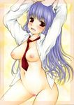  animal_ears breasts bunny_ears censored long_hair medium_breasts my_(mylilla811) necktie purple_hair red_eyes reisen_udongein_inaba solo touhou 