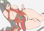  arc_system_works blazblue blazblue:_calamity_trigger breasts female flat_color glasses large_breasts litchi_faye_ling panties papepox2 pubic_hair simple_background smile solo underwear 