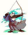  2016 anthro bear bow_(weapon) claws clothed clothing fur hi_res male mammal panda ranged_weapon super-tuler weapon 