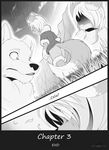 anthro canine clothed clothing comic english_text feral hair_over_eyes macro mammal monochrome s2-freak text wolf 