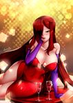  alternate_costume bare_shoulders blush breasts cleavage commentary commission cosplay crossover cup dress drinking_glass elbow_gloves english_commentary gainoob gloves hair_over_one_eye hand_on_own_cheek hand_up jessica_rabbit jessica_rabbit_(cosplay) large_breasts lipstick long_hair looking_at_viewer makeup parasoul_(skullgirls) purple_gloves red_dress red_hair signature skullgirls sleeveless sleeveless_dress solo thighs very_long_hair who_framed_roger_rabbit wine_glass yellow_eyes 