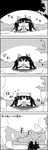  bow cloak comic commentary_request greyscale hair_bow highres hole long_hair monochrome nature no_humans onsen reiuji_utsuho shaded_face smile steam tani_takeshi touhou towel towel_on_head translation_request yukkuri_shiteitte_ne 