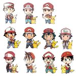  :d :o akai_isamu_(pokemon) alternate_costume blue_eyes brown_eyes dengeki!_pikachu fingerless_gloves gen_1_pokemon gloves green_eyes hands_in_pockets holding holding_poke_ball looking_to_the_side male_focus multiple_boys multiple_persona open_clothes open_mouth open_shirt pikachu pixiv_red pocket_monsters_(manga) pointing pointing_at_viewer poke_ball poke_ball_(generic) pokemon pokemon_(anime) pokemon_(classic_anime) pokemon_(creature) pokemon_(game) pokemon_bw_(anime) pokemon_frlg pokemon_gsc pokemon_m21 pokemon_rgby pokemon_sm pokemon_sm_(anime) pokemon_special pokemon_xy_(anime) red_(pokemon) red_(pokemon_frlg) red_(pokemon_rgby) satoshi_(pokemon) scarf shaded_face shirt signature smile ssalbulre striped striped_shirt too_many too_many_pikachu v-shaped_eyebrows vs_seeker z-move 