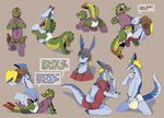  all_fours crackajackin crocodile crocodilian dandy_(legendz) dialogue diaper double_tail dragon duo embarrassed english_text erection grope infantilism legendz looking_back male male/male reptile scalie shiron sweat tail_grab text toony urine wetting 