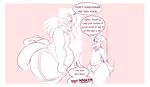  2017 belly big_belly big_butt butt clothing duo english_text goo_creature horn kobold male monochrome mr.pink pink_theme pwink slightly_chubby text wide_hips 