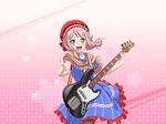  bang_dream! blue_eyes blush dress guitar hat music pink_hair short_hair smile uehara_himari 