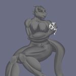  2017 anthro bathing big_breasts breast_squish breasts butt crossed_arms cybernetics cyborg digital_media_(artwork) eyes_closed facial_piercing female furgonomics furry-specific_piercing grey_background hi_res horn looking_back machine muscular muscular_female muzzle_piercing nipples nolollygagging_(artist) nose_piercing nude open_mouth piercing reptile scalie scar shaded simple_background sitting soap solo sponge thick_thighs trenco viktoria_(beyxer) wide_hips 