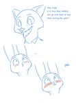  2016 anthro blush canine clothed clothing dialogue disney duo english_text female fox in_heat judy_hopps lagomorph male mammal nick_wilde open_mouth open_smile rabbit simple_background smile text tggeko white_background zootopia 