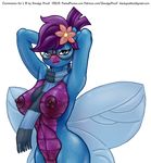 breasts eyewear fan_character flower glasses insect_wings looking_at_viewer my_little_pony naga navel nipples plant reptile scalie scarf smudge_proof snake wings 